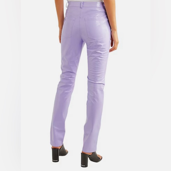 PushButton Faux Leather Casual Straight Pants in Lilac, size Large - Picture 12 of 12